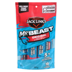 Jack Link’s Bâtonnets de bœuf tout bœuf original 250 g, 8,40 $/100g