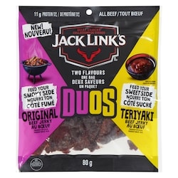 Jack Link’s Jerky au boeuf duos tout boeuf 80 g, 9,36 $/100g