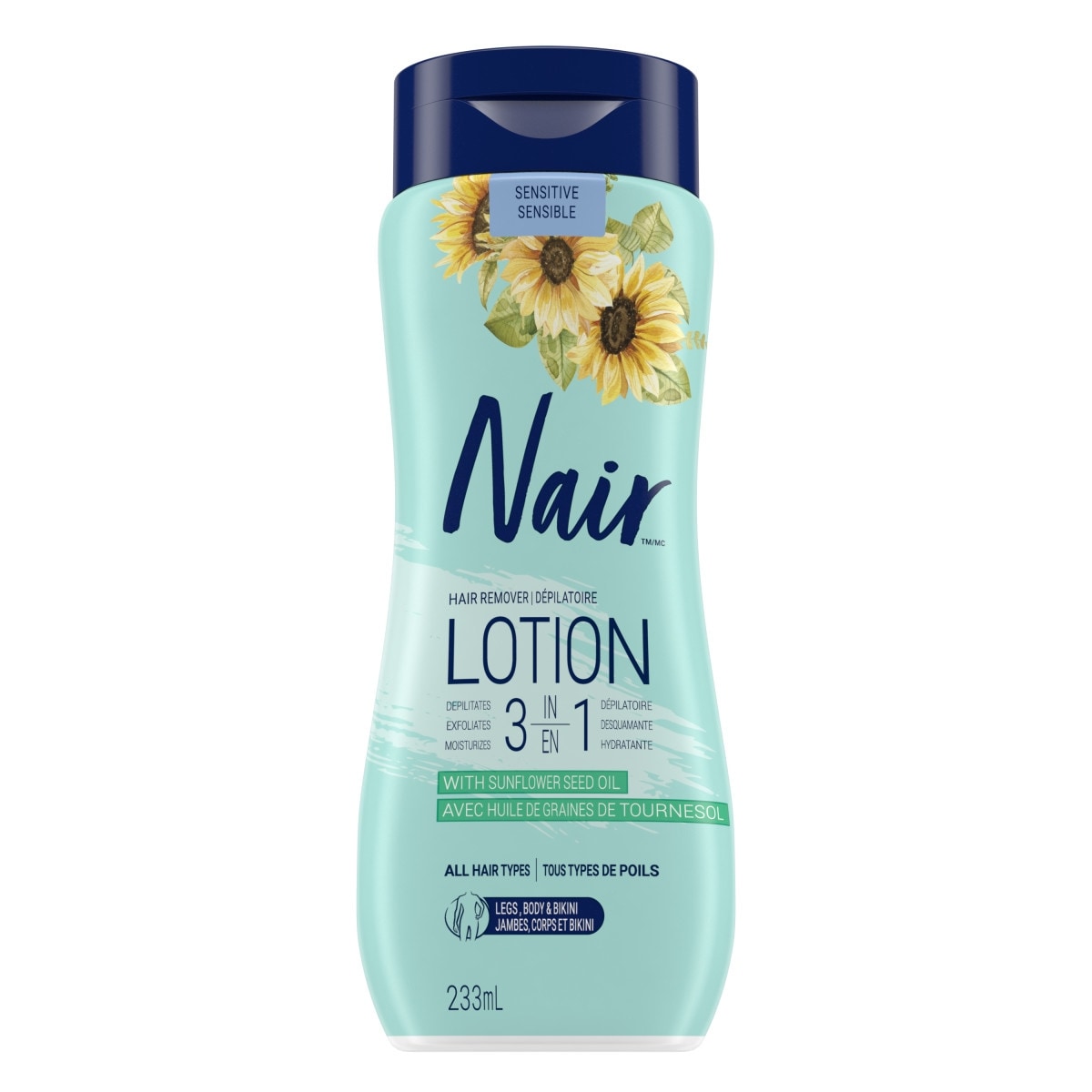 Nair 3-in-1 Hair Removal Lotion for Sensitive Skin with Sunflower Seed Oil and Green Tea Extract 233 ml, $3.09/100ml