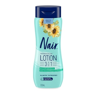 Nair 3-in-1 Hair Removal Lotion for Sensitive Skin with Sunflower Seed Oil and Green Tea Extract 233 ml, $3.43/100ml