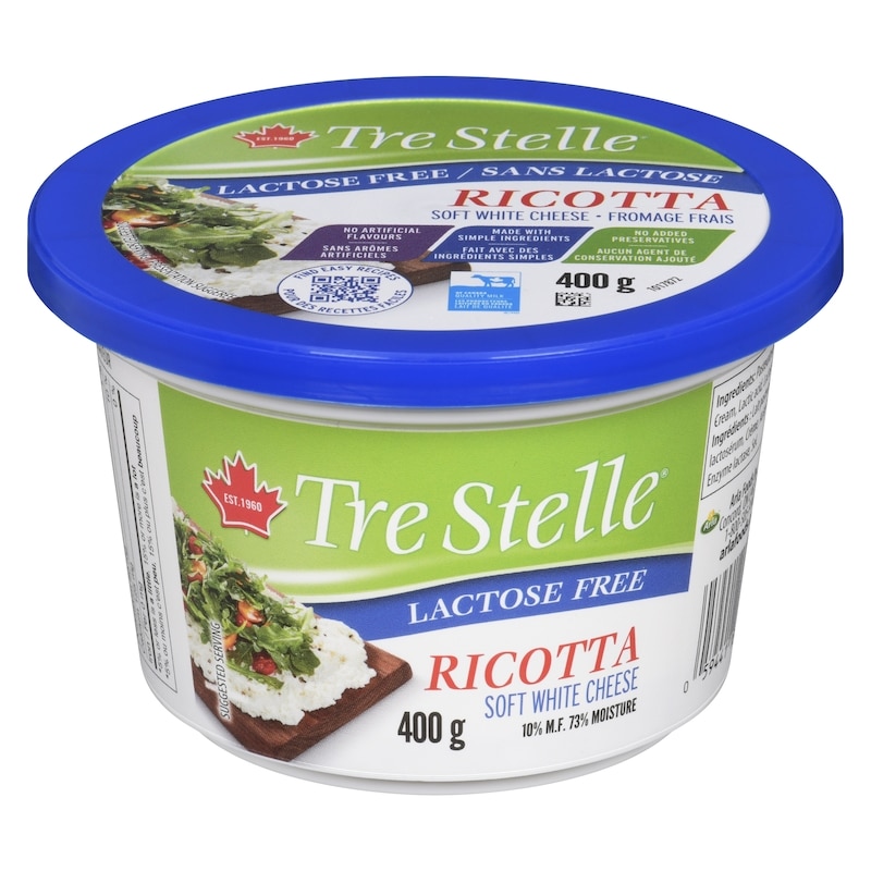 Tre Stelle Soft White Cheese Lactose Free Ricotta 10% M.F. - 400 g