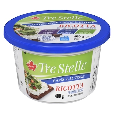 Tre Stelle Fromage frais sans lactose ricotta 10 % m.g. 400 g, 1,75 $/100g