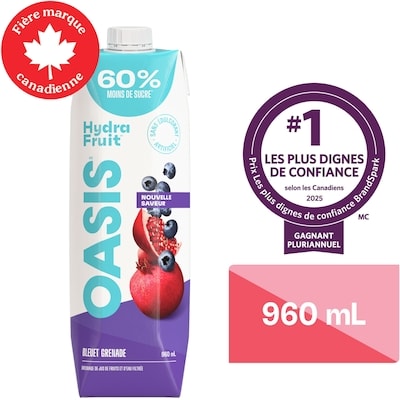 Oasis Jus de fruits bleuet grenade HydraFruit 960 ml, 0,31 $/100ml