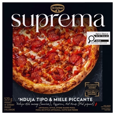 Dr. Oetker Suprema pizza de style artisanal, cuite sur pierre 'nduja tipo & miele piccante 520 g, 1,35 $/100g