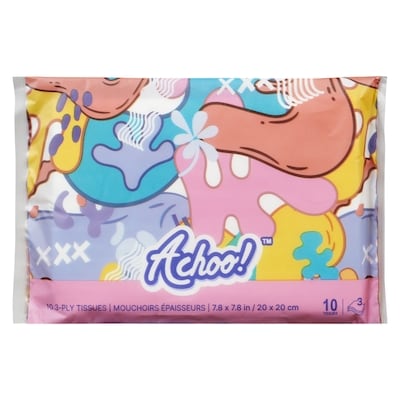 Achoo 3-Ply Tissues 10 ea, $0.13/1ea