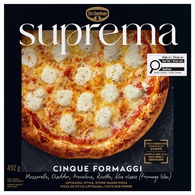 Dr. Oetker Suprema pizza de style artisanal, cuite sur pierre cinque formaggi 492 g, 1,38 $/100g