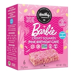 Healthy Crunch Carrés croustillants Saveur gâteau d'anniversaire Rose Barbie 132 g, 4,92 $/100g