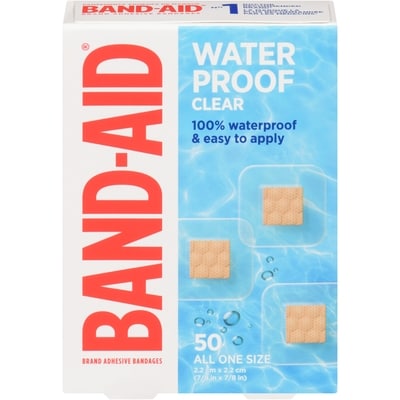 Band-Aid Waterproof Clear Adhesive Bandages, all one size 50 ea, $0.17/1ea