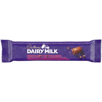 Cadbury DAIRY MILK Fruits et noix, raisins secs et amandes, cas 24x38.0 g, 3,73 $/100g