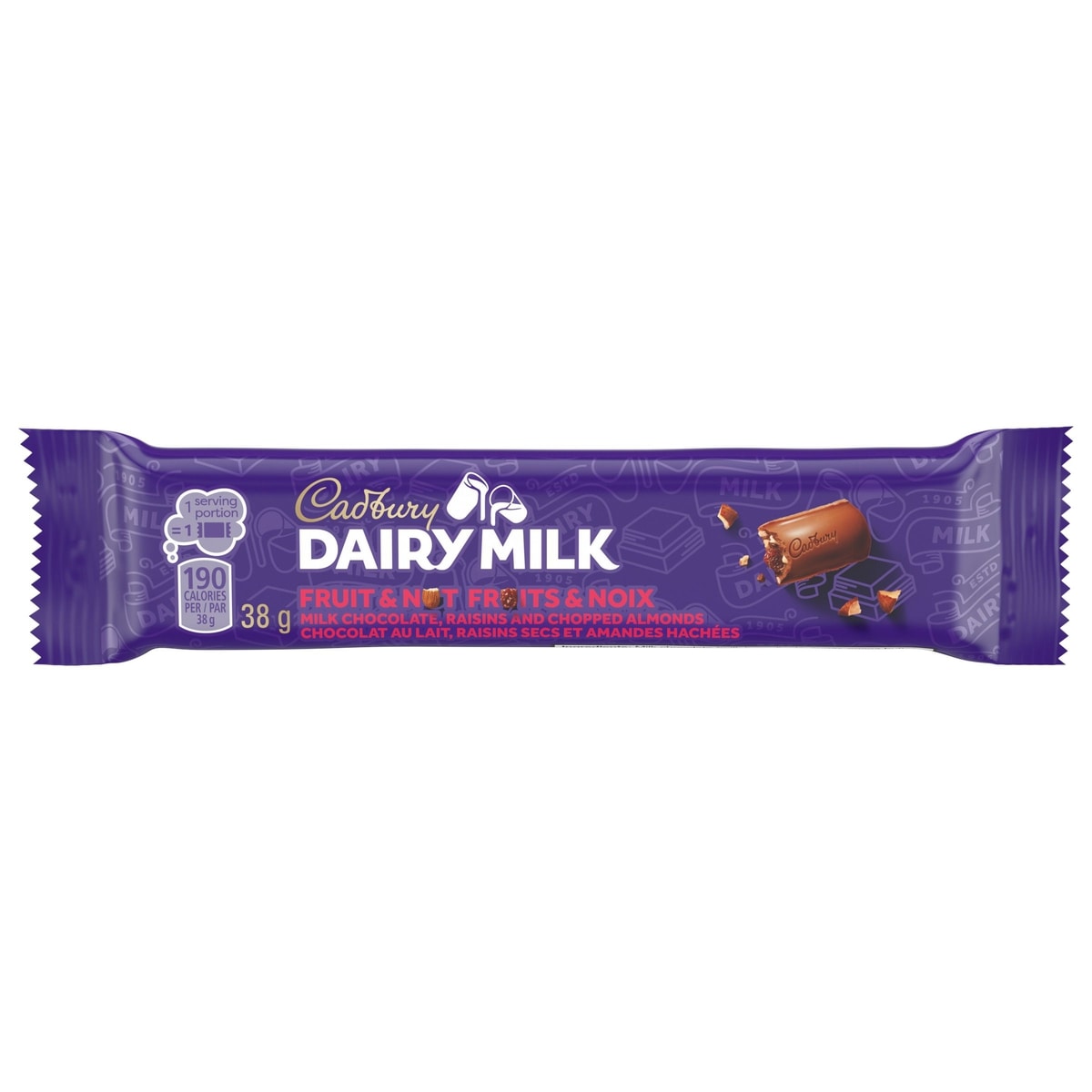 Cadbury DAIRY MILK Fruit & Nut Milk Chocolate Bar 38 g, $5.24/100g