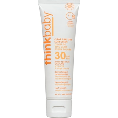Thinkbaby Clear Zinc 20% Sunscreen Spf 30 89 ml, $25.84/100ml