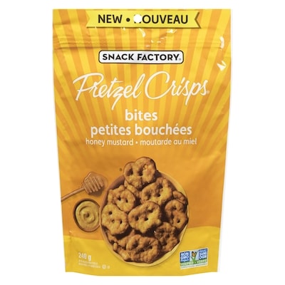 The Snack Factory Pretzel Crisps Bite-Sized Pretzels Honey Mustard 240 g, $2.50/100g