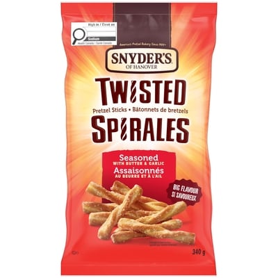 Snyders Bâtonnets de bretzels spirales assaisonnés au beurre et à l'ail 340 g, 1,47 $/100g