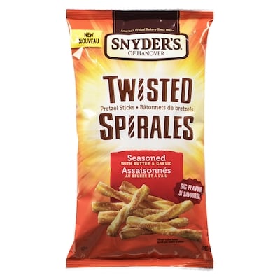 Snyders Bâtonnets de bretzels spirales assaisonnés au beurre et à l'ail 340 g, 1,76 $/100g