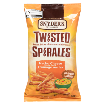 Snyders Twisted Pretzel Sticks Nacho Cheese Flavour 340 g, $1.76/100g