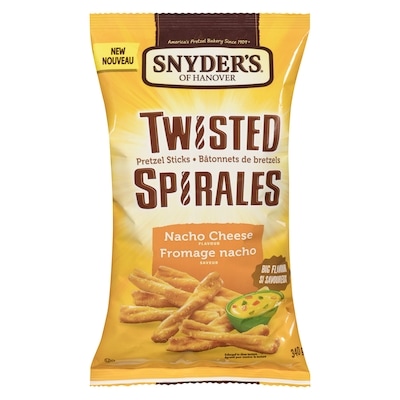 Snyders Bâtonnets de bretzels spirales fromage nacho saveur 340 g, 1,76 $/100g