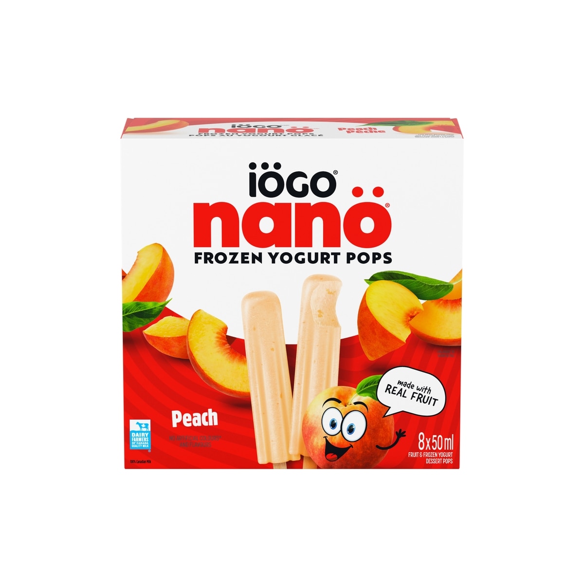 IOGO Nano Frozen Yogurt Pops, Peach, Real Fruit 400 ml, $1.63/100ml