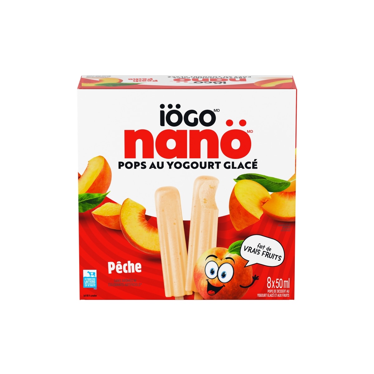 IÖGO Nano pops yog. glacé , pêche, vrais fruits 400 ml, 1,63 $/100ml