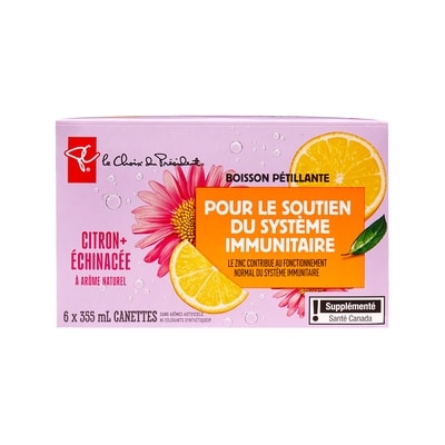 le Choix du Président Boisson pétillante aromatisée au citron et à l'échinacée, avec du  zinc pour le soutien immunitaire 6x355.0 ml, 0,26 $/100ml