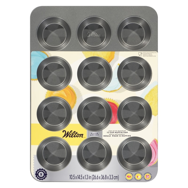 Non-Stick Bakeware 12 Cup Muffin Pan Silver 26.6 X 36.8 X 3.3 Cm