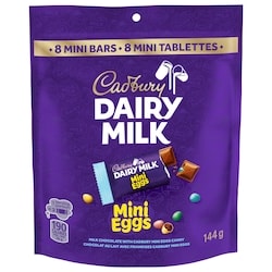 Cadbury DAIRY MILK Milk Chocolate with CADBURY Mini Eggs, Bag of 8 Mini Bars 144 g, $4.51/100g