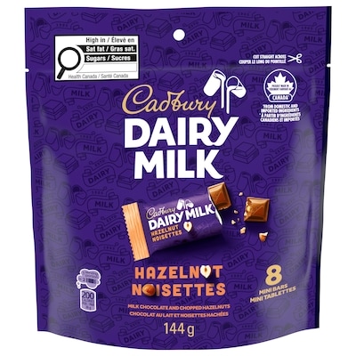 Cadbury DAIRY MILK Hazelnut Chocolate Bar, Pack of 8 Mini Bars 144 g, $3.47/100g