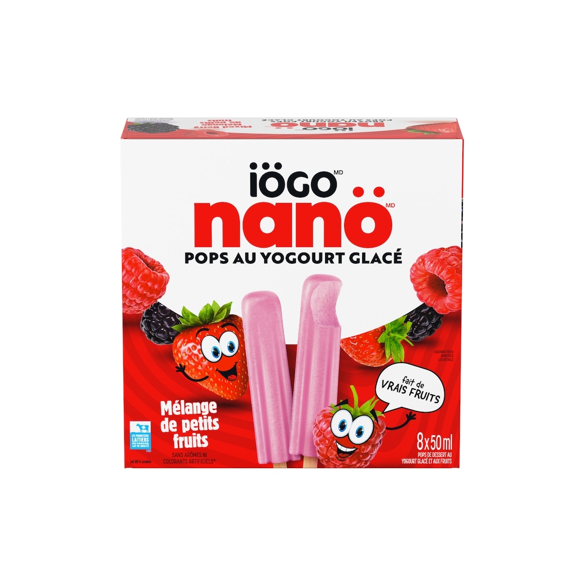 IÖGO Nano pops au yog. glacé, baies mél., vrais fruits 400 ml, 1,63 $/100ml