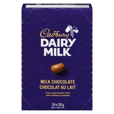 Cadbury DAIRY MILK, Original Chocolate Bar, Case 24x38.0 g, $3.40/100g