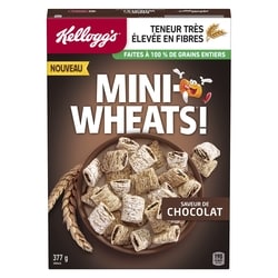 Kellogg’s Mini Wheats Céréales saveur de chocolat 377 g, 1,99 $/100g