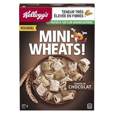 Kellogg’s Mini Wheats Céréales saveur de chocolat 377 g, 1,85 $/100g
