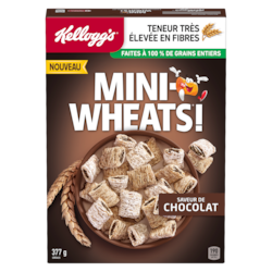 Kellogg’s Mini Wheats Céréales saveur de chocolat 377 g, 1,19 $/100g