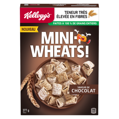 Kellogg’s Mini Wheats Céréales saveur de chocolat 377 g, 1,46 $/100g