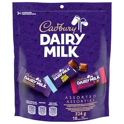 Cadbury DAIRY MILK Assorted Flavour Bag of 18 Mini Chocolate Bars 324 g, $3.08/100g