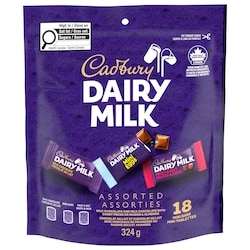 Cadbury DAIRY MILK, sac assorti de 18 mini tablettes 324 g, 3,70 $/100g