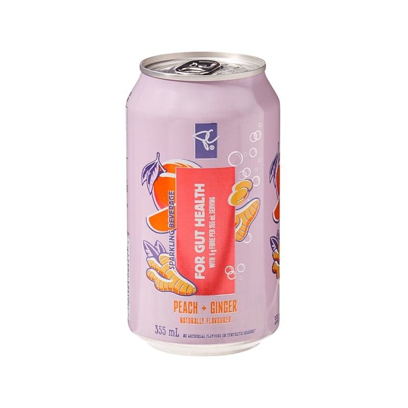 Peach + Ginger Flavoured Sparkling Beverage with Fibre for Gut Health