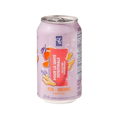 Boisson pétillante aromatisée à la pêche et au gingembre avec fibres pour la santé intestinale