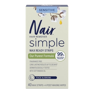 Nair Simple Wax Ready Strips With Cottonseed Oil Face & Bikini 40 ea, $0.37/1ea