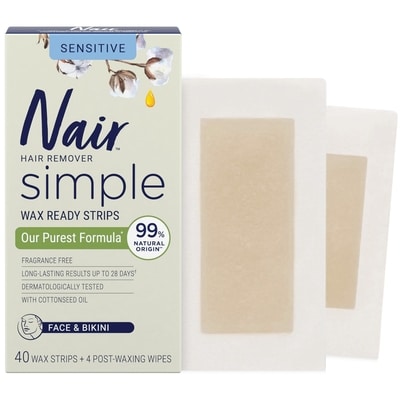 Nair Simple Wax Ready Strips With Cottonseed Oil Face & Bikini 40 ea, $0.31/1ea