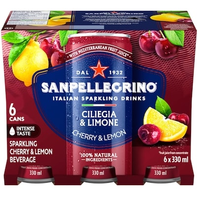 San Pellegrino Ciliegia & Limone Sparkling Fruit Beverage 6x330.0 ml, $0.40/100ml