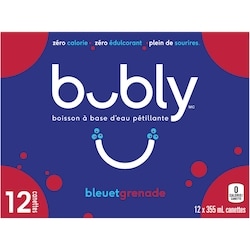 Eau pétillante Bubly Grenade aux bleuets 12x355.0 ml, 0,19 $/100ml