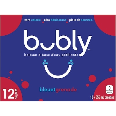 Eau pétillante Bubly Grenade aux bleuets 12x355.0 ml, 0,20 $/100ml