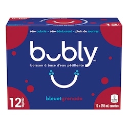Eau pétillante Bubly Grenade aux bleuets 12x355.0 ml, 0,16 $/100ml