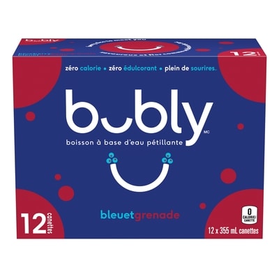 Eau pétillante Bubly Grenade aux bleuets 12x355.0 ml, 0,19 $/100ml