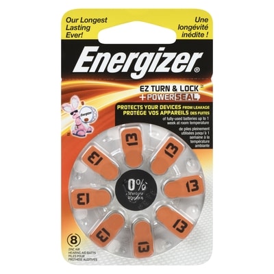 Energizer Zinc Air Hearing Aid Batts Size 13 8 ea, $1.25/1ea