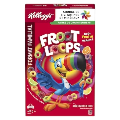 Kellogg’s Froot Loops Céréales format familial 480 g, 1,66 $/100g
