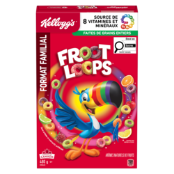 Kellogg’s Froot Loops Céréales format familial 480 g, 1,35 $/100g