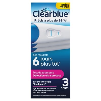 Clearblue Kit de Test de grossesse Détection Ultra Précoce, détection précoce à domicile de la grossesse, 3 tests 3 ea, 6,66 $/1ch