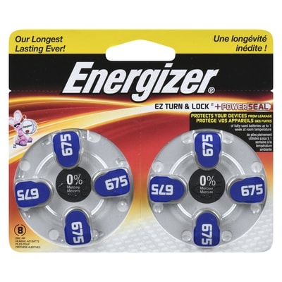 Energizer Zinc Air Hearing Aid Batts Size 675 8 ea, $1.25/1ea