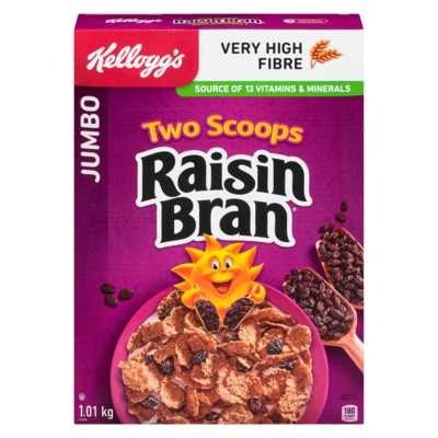 Kelloggs Raisin Bran Cereal Jumbo 1.01 kg, $1.29/100g