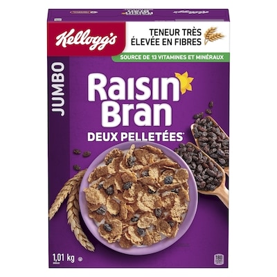 Kellogg’s Raisin Bran Céréales jumbo 1.01 kg, 1,29 $/100g